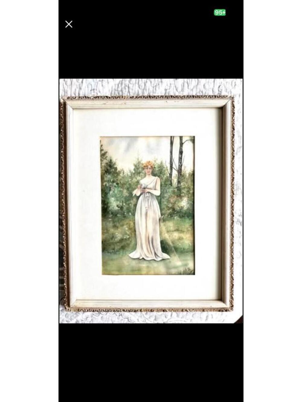 Vintage /Antique Original Watercolor Painting Framed 15.5" X 20"
